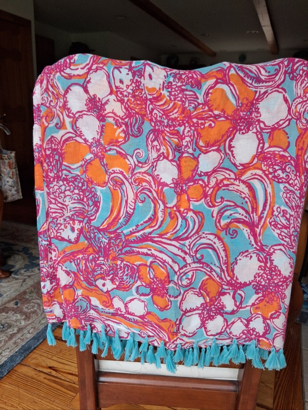 Lilly Pulitzer Riley Infinity Scarf "Feeling Tanked" Tassels EUC